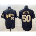 seanshop Los Angeles Dodgers #50 Mookie Betts Black Gold  2025 World Series Champions Patch Limited Stitched Jersey