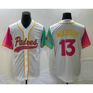 seanshop  San Diego Padres #13 Manny Machado White  NEW 2023 City Connect Cool Base Stitched Jersey