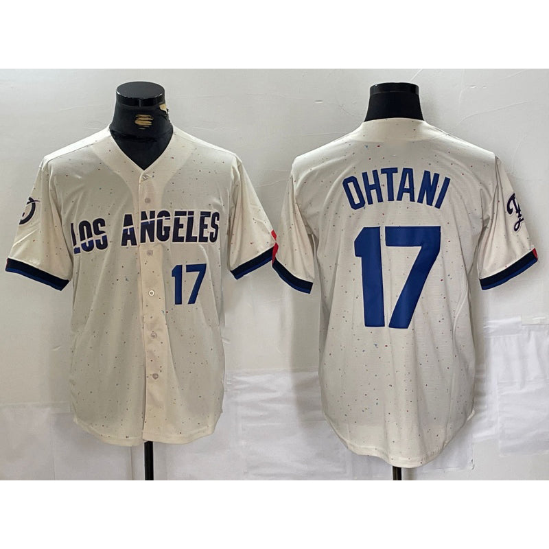 seanshop Los Angeles Dodgers #17 Shohei Ohtani Cream  2024 City Connect Limited Stitched Jersey 2