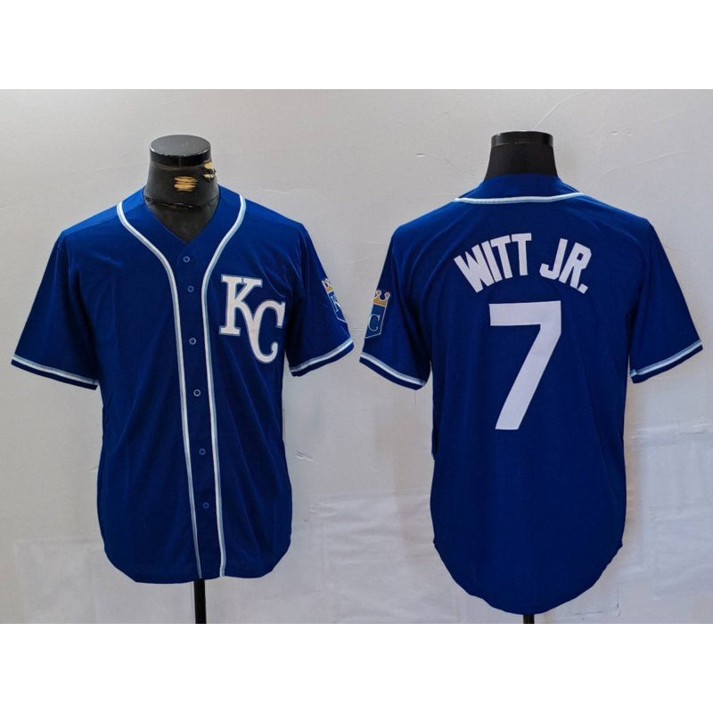 seanshop  Kansas City Royals #7 Bobby Witt Jr Royal  Cool Base Stitched Jersey