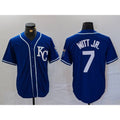 seanshop  Kansas City Royals #7 Bobby Witt Jr Royal  Cool Base Stitched Jersey