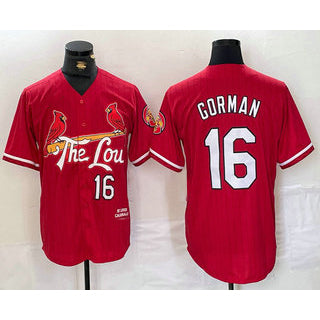 seanshop  St. Louis Cardinals #16 Nolan Gorman Red  2024 City Connect Stitched Jersey