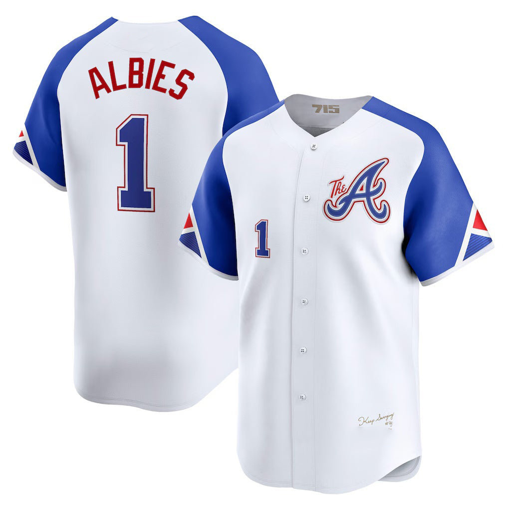 seanshop Atlanta Braves #1 Ozzie Albies White  City Connect Limited Player Jersey