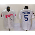 seanshop Los Angeles Dodgers #5 Freddie Freeman White Pink  Vin & Kobe Patch Stitched Jersey1