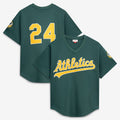 seanshop  Oakland Athletics  #24 Rickey Henderson Mitchell & Ness Green  Authentic Batting Practice Jersey