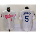 seanshop Los Angeles Dodgers #5 Freddie Freeman White Pink  Vin & Kobe Patch Stitched Jerseys