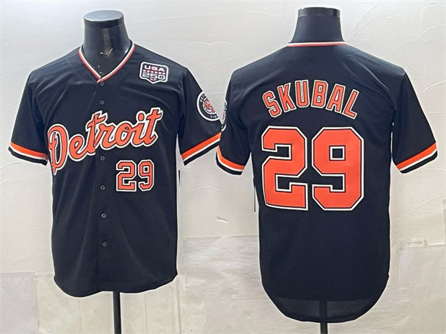 seanshop Detroit Tigers #29 Tarik Skubal Navy  2026 Alternate USA 250' Patch Vapor Premier Limited Stitched Jersey