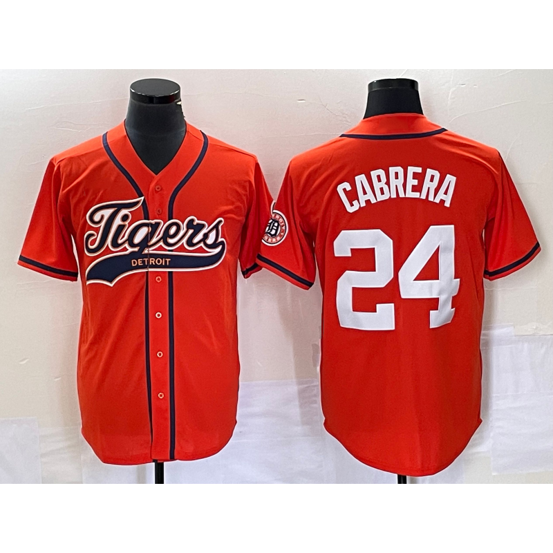 seanshop Detroit Tigers #24 Miguel Cabrera Orange  Cool Base Stitched Jersey