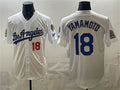 seanshop Los Angeles Dodgers #18 Yoshinobu Yamamoto White  2026 Gold Collection 9x & B2B Champs Patch Stitched Jersey