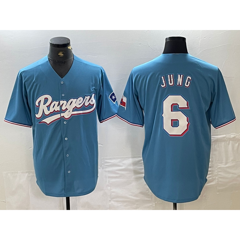 seanshop  Texas Rangers #6 Josh Jung Light Blue  Team Logo Cool Base Jersey