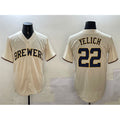 seanshop    Milwaukee Brewers #22 Christian Yelich Cream  Cool Base Stitched Jersey