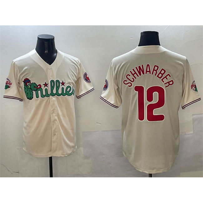 seanshop  Philadelphia Phillies #12 Kyle Schwarber Cream  Phanatic Limited Stitched Jersey