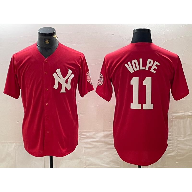 seanshop  New York Yankees #11 Anthony Volpe Red  Fashion Cool Base Jersey