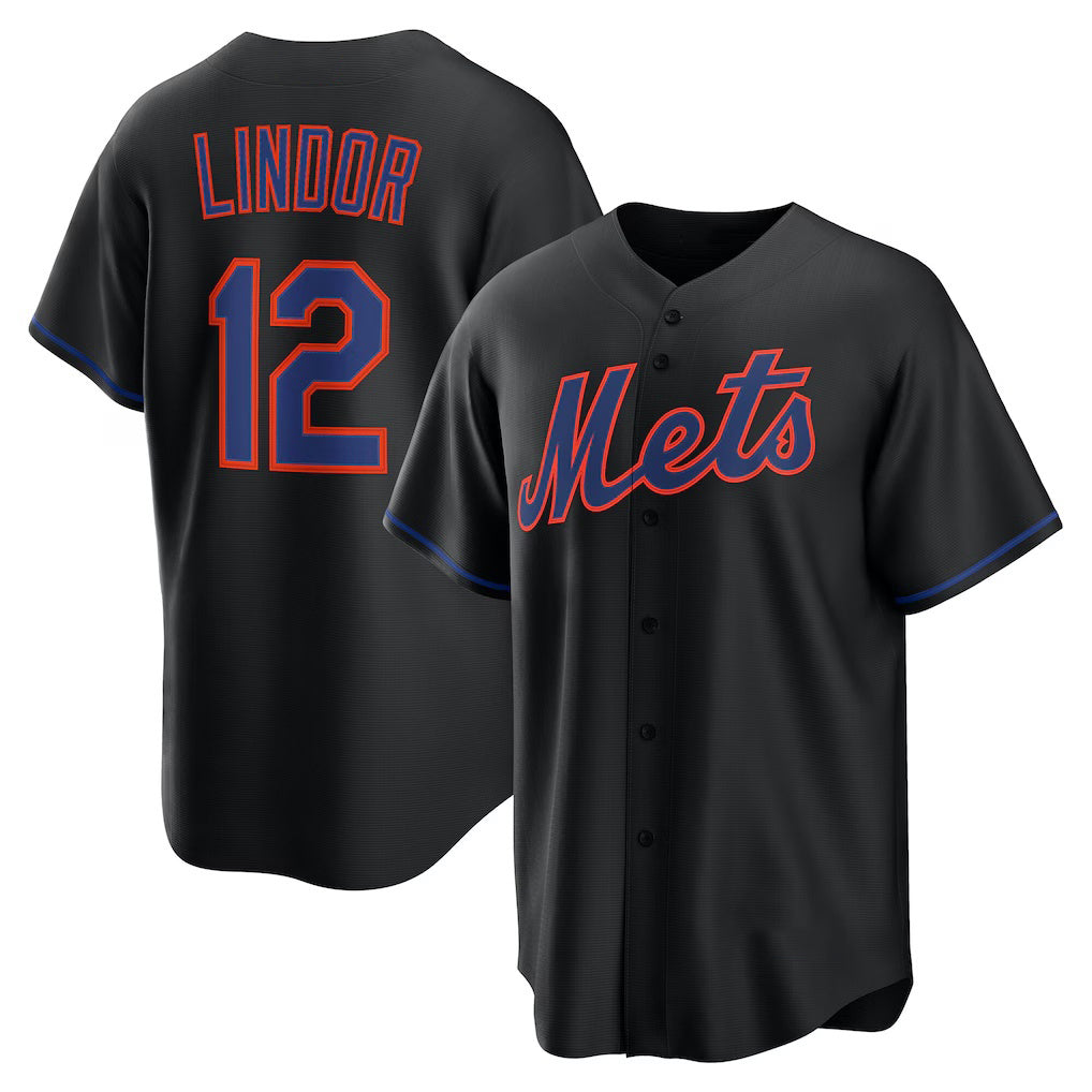 seanshop  New York Mets #12 Francisco Lindor Black  Alternate Replica Jersey