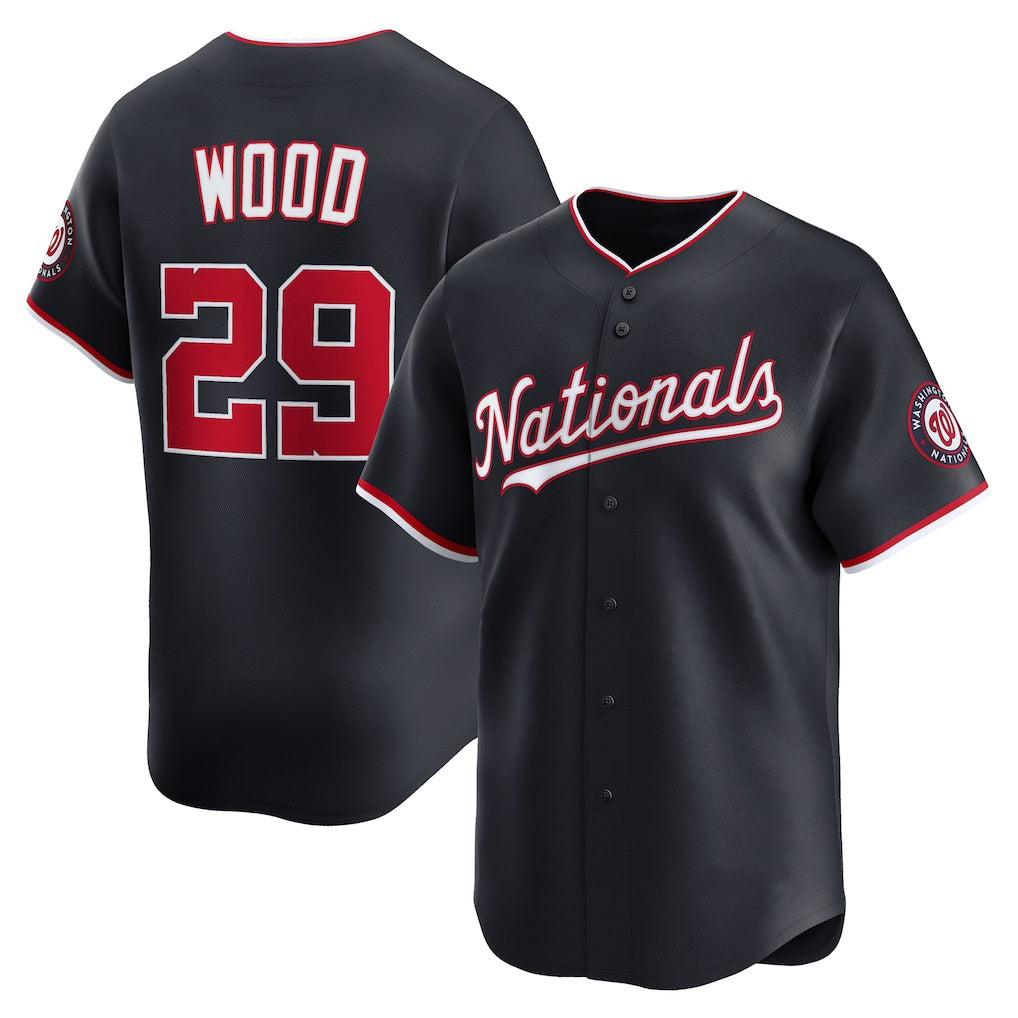 seanshop   Washington Nationals #29 James Wood Navy  Alternate Limited Player Jersey