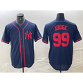 seanshop  New York Yankees #99 Aaron Judge Navy Red  Fashion Cool Base Jersey