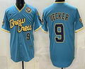 seanshop    Milwaukee Brewers #9 Bob Uecker Blue  City Connect Limited Jersey
