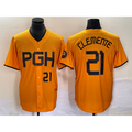 seanshop  Pittsburgh Pirates #21 Roberto Clemente Number Gold  2023 City Connect Stitched Jersey 2