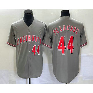 seanshop Cincinnati Reds #44 Elly De La Cruz Number Grey  Cool Base Stitched Jersey