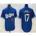 seanshop Los Angeles Dodgers #17 Shohei Ohtani Number Mexico Blue  Cool Base Stitched Jerseys