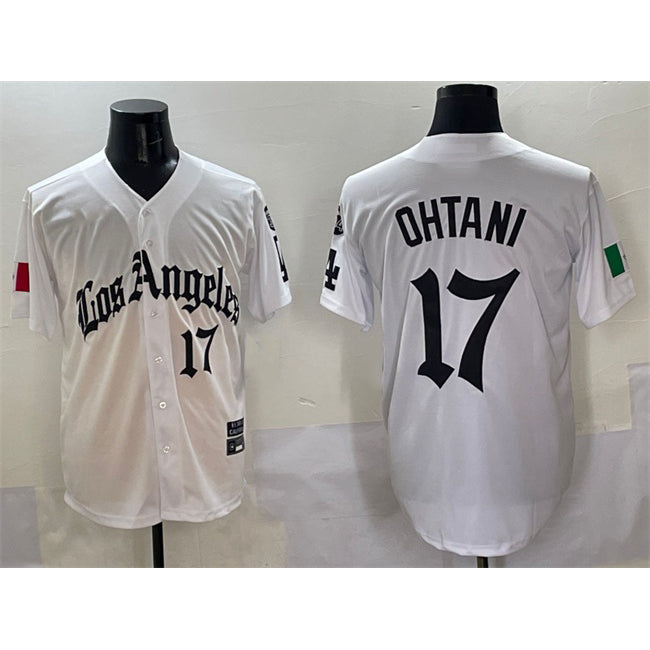 seanshop Los Angeles Dodgers #17 Shohei Ohtani White  Mexico 2025 LA Gothic Style With Fernando Patch Vapor Premier Limited Stitched Jersey