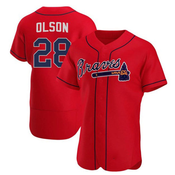 seanshop Atlanta Braves #28 Matt Olson Red  Flex Base Stitched Jersey