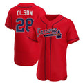 seanshop Atlanta Braves #28 Matt Olson Red  Flex Base Stitched Jersey