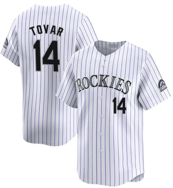 seanshop  Colorado Rockies #14 Ezequiel Tovar White White  Home Limited Stitched Jersey