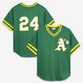 seanshop  Oakland Athletics  #24 Rickey Henderson Mitchell & Ness Green  Authentic Batting Practice Jersey 2