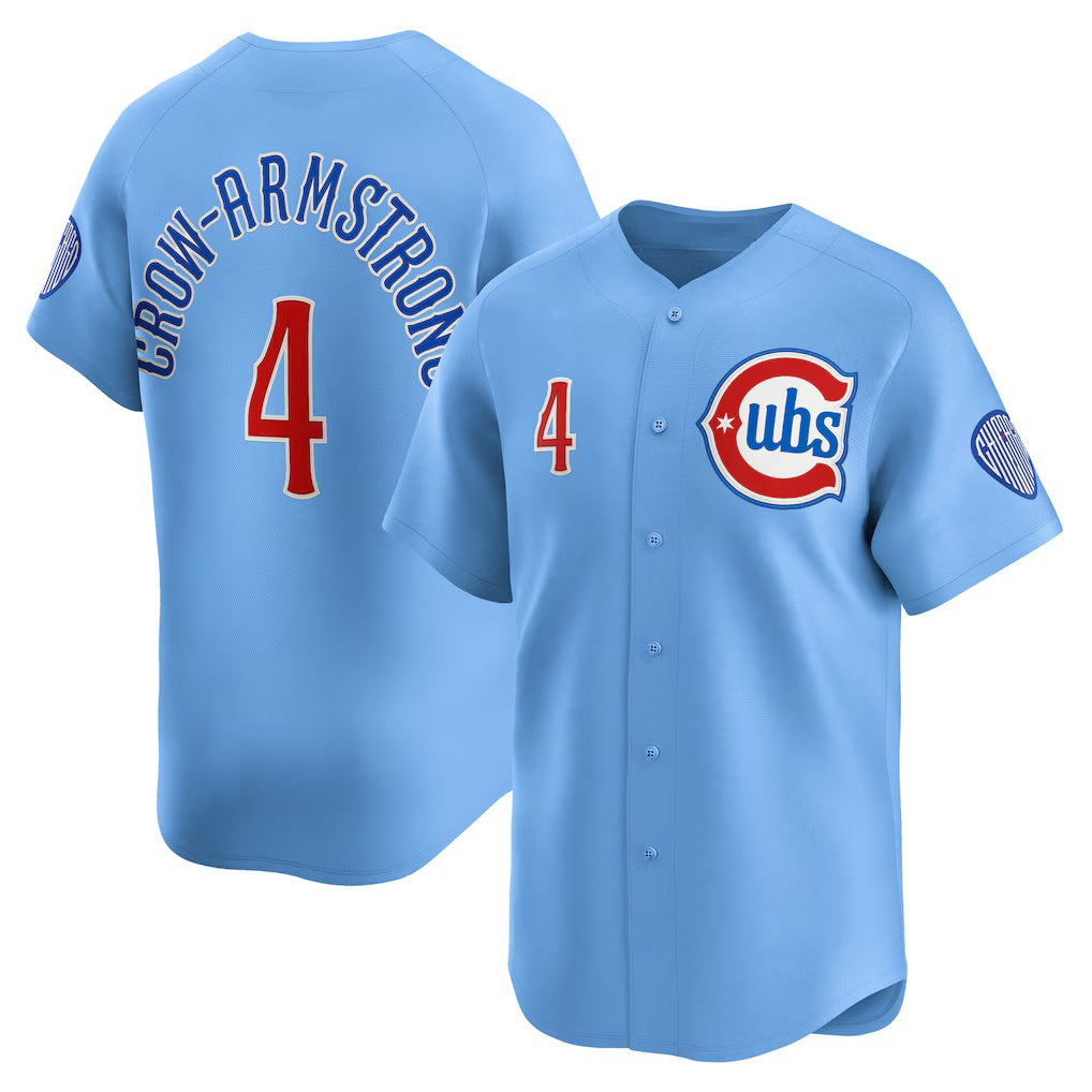 seanshop  Chicago Cubs #4 Pete Crow-Armstrong Light Blue  Alternate Limited Player Jersey