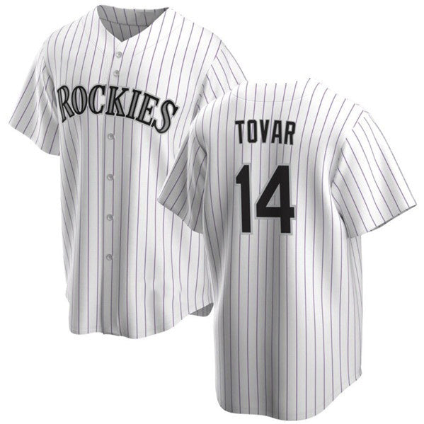 seanshop  Colorado Rockies #14 Ezequiel Tovar White  Cool Base Stitched Jersey