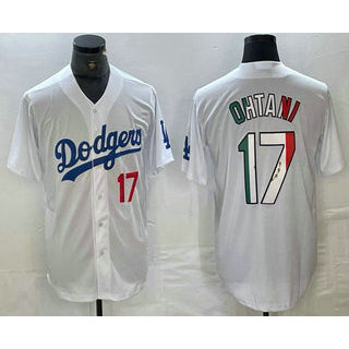 seanshop Los Angeles Dodgers #17 Shohei Ohtani Number Mexico White  Cool Base Stitched Jersey 2