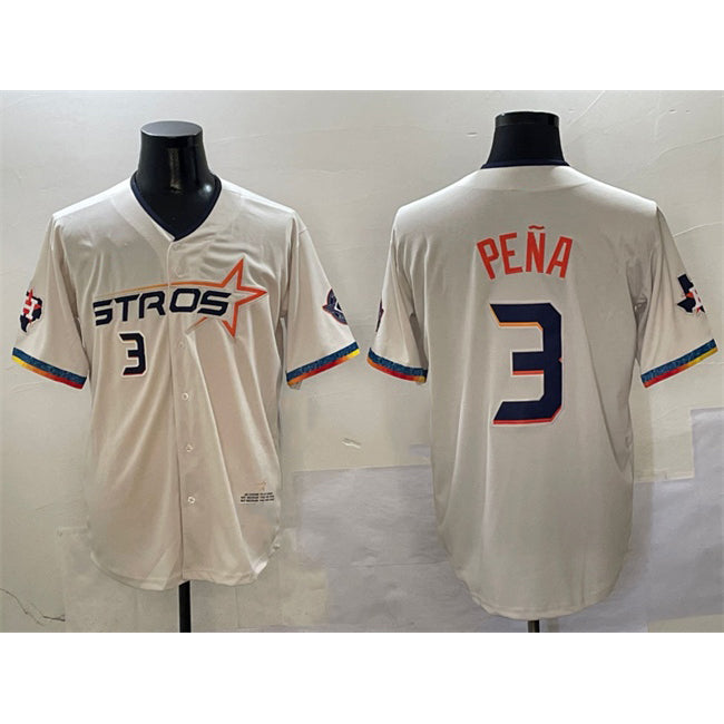 seanshop Houston Astros #3 Jeremy Pena Cream  2025 City Connect With Texas Patch Limited Stitched Jersey