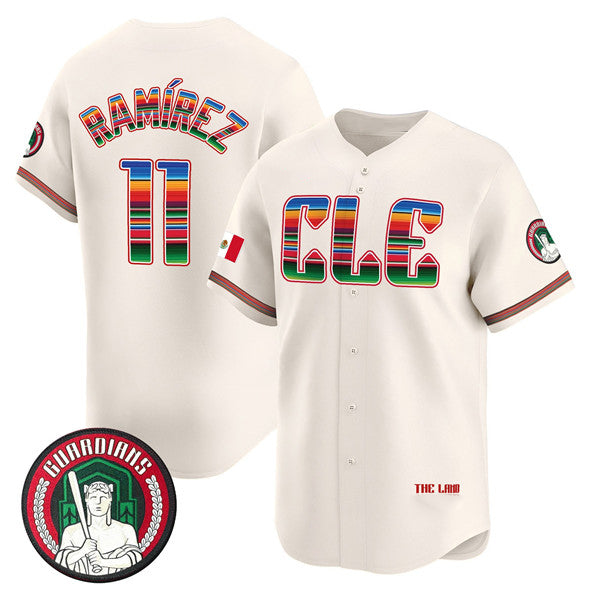 seanshop  Cleveland Guardians #11 Jos¨¦ Ram¨ªrez Cream  Mexico Vapor Premier Limited Stitched Jersey