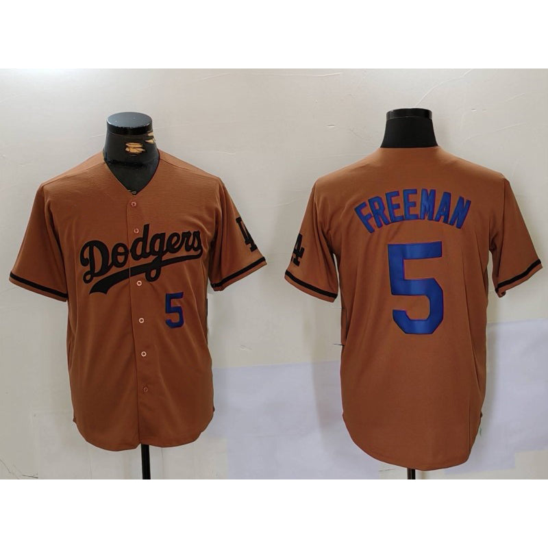 seanshop Los Angeles Dodgers #5 Freddie Freeman Number Olive  Cool Base Limited Stitched Jerseys