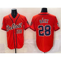 seanshop Detroit Tigers #28 Javier B¨¢ez Orange  With Patch Vapor Premier Limited Stitched Jersey