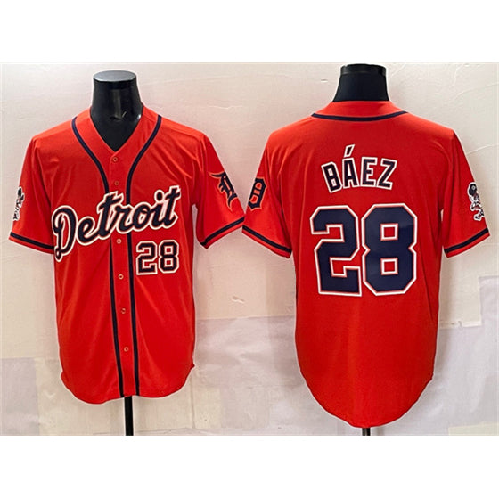 seanshop Detroit Tigers #28 Javier B¨¢ez Orange  With Patch Vapor Premier Limited Stitched Jersey