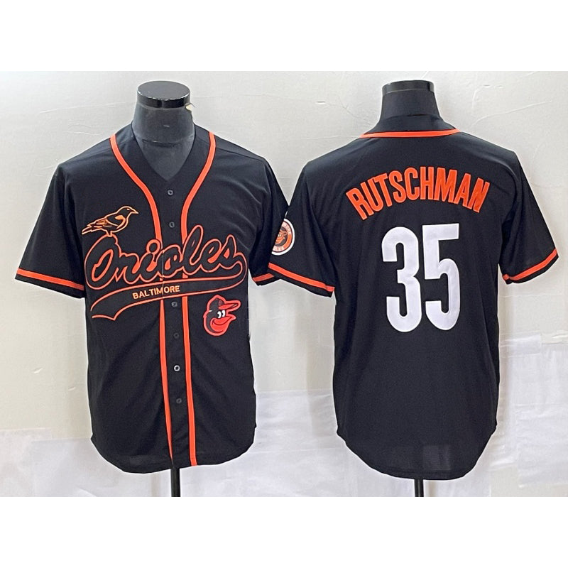seanshop Baltimore Orioles #35 Adley Rutschman Black  With Patch Cool Base Stitched Jersey