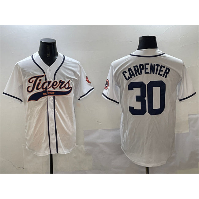 seanshop Detroit Tigers #30 Kerry Carpenter White  With Patch Cool Base Stitched Jersey