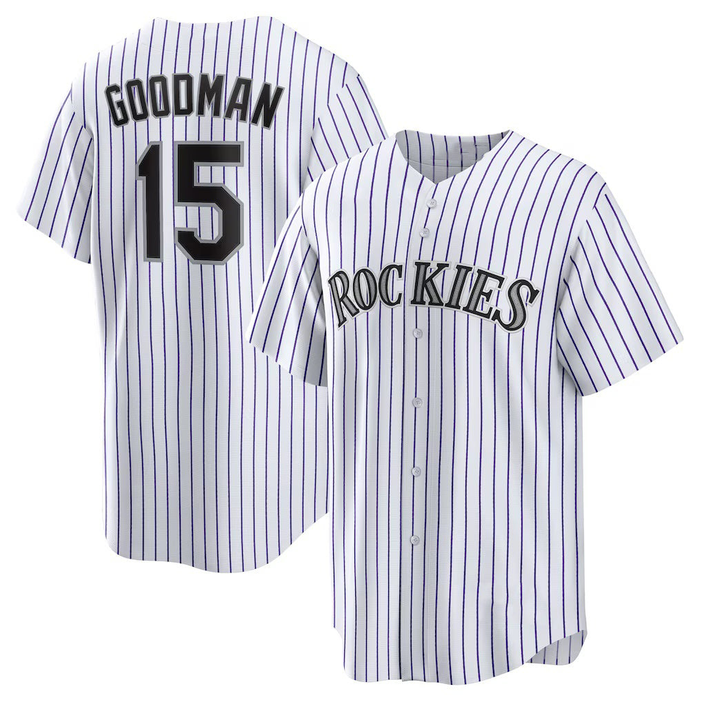 seanshop  Colorado Rockies #15 Hunter Goodman White  Home Replica Jersey