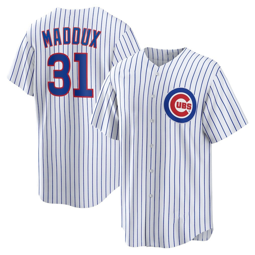 seanshop  Chicago Cubs #31 Greg Maddux White  Home Retired Player Replica Jersey