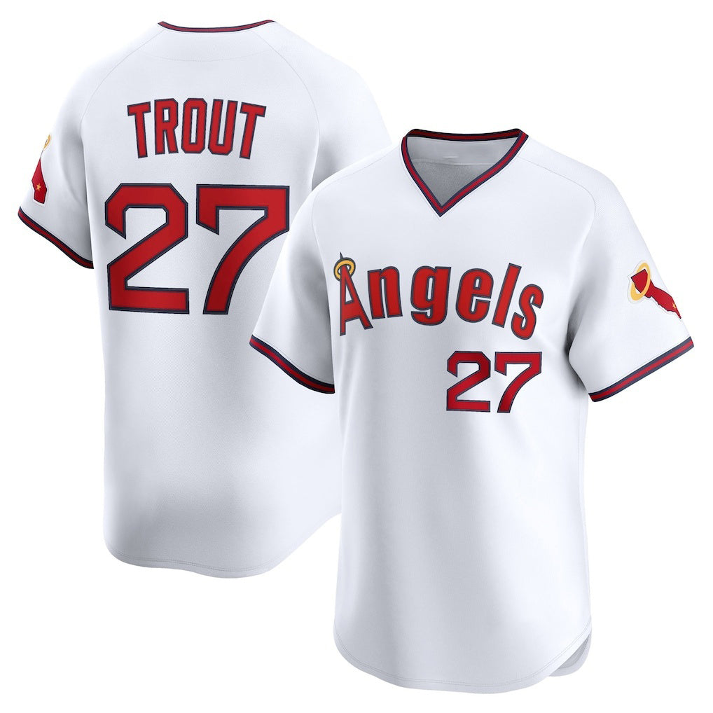 seanshop Los Angeles Angels #27 Mike Trout White  Alternate Limited Jersey