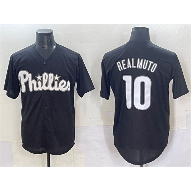 seanshop  Philadelphia Phillies #10 J.T. Realmuto Black  Lights Out Limited Stitched Jersey