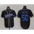seanshop Los Angeles Dodgers #50 Mookie Betts Number Black  Cool Base With Patch Stitched Jerseys
