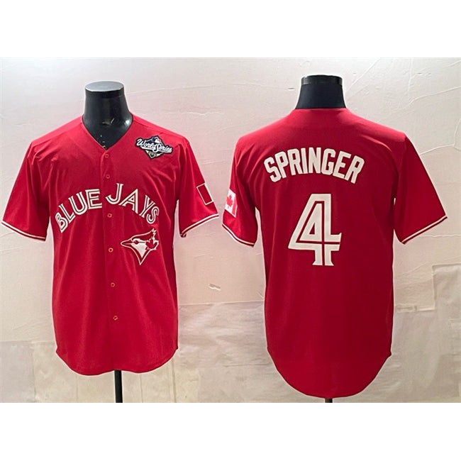 seanshop   Toronto Blue Jays #4 George Springer Red  2025 World Series Cool Base Stitched Jersey