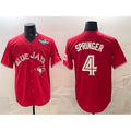 seanshop   Toronto Blue Jays #4 George Springer Red  2025 World Series Cool Base Stitched Jersey