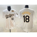 seanshop Los Angeles Dodgers #18 Yoshinobu Yamamoto White Gold  2025 World Series Patch Limited Stitched Jersey