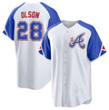 seanshop Atlanta Braves #28 Matt Olson White  2023 City Connect Cool Base Stitched Jersey