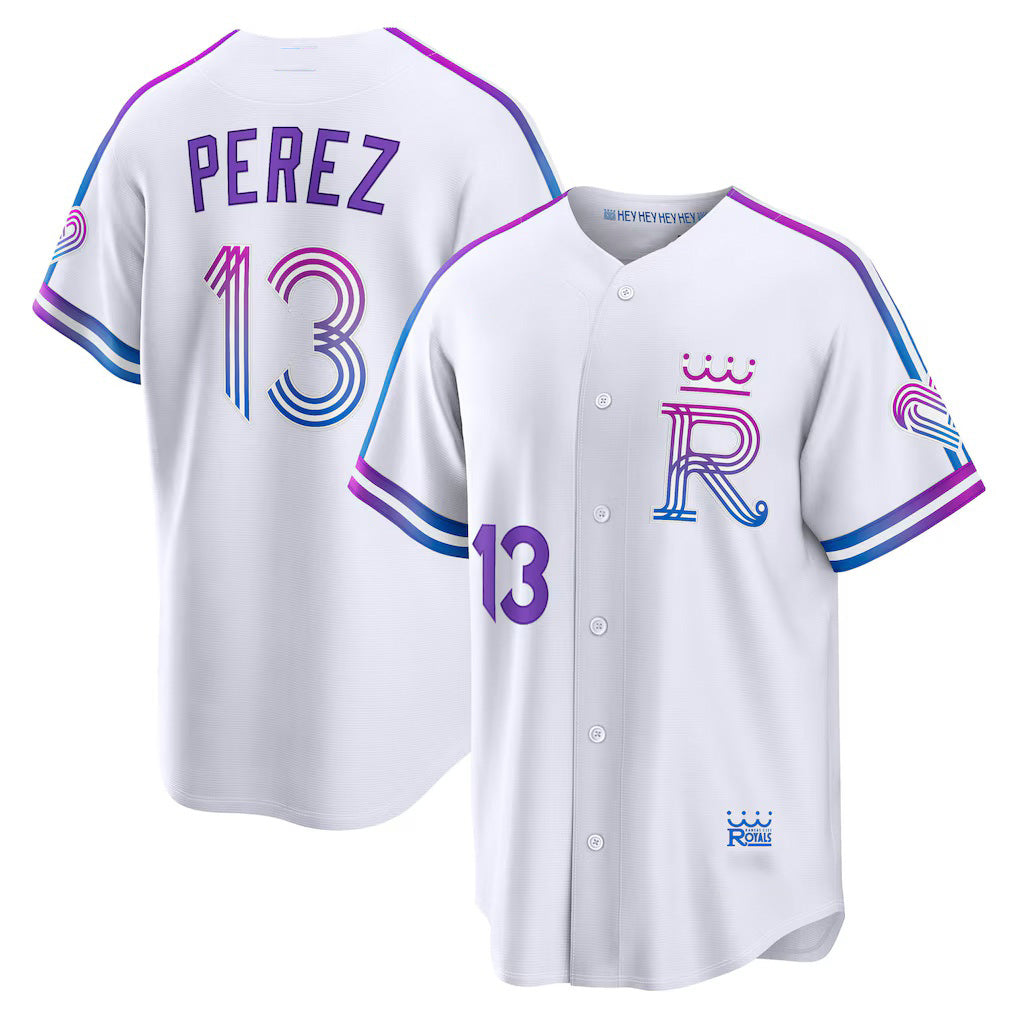 seanshop  Kansas City Royals #13 Salvador Perez White  2026 City Connect Stadium Jersey