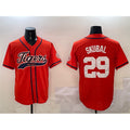 seanshop Detroit Tigers #29 Tarik Skubal Orange  With Patch Cool Base Stitched Jersey 2